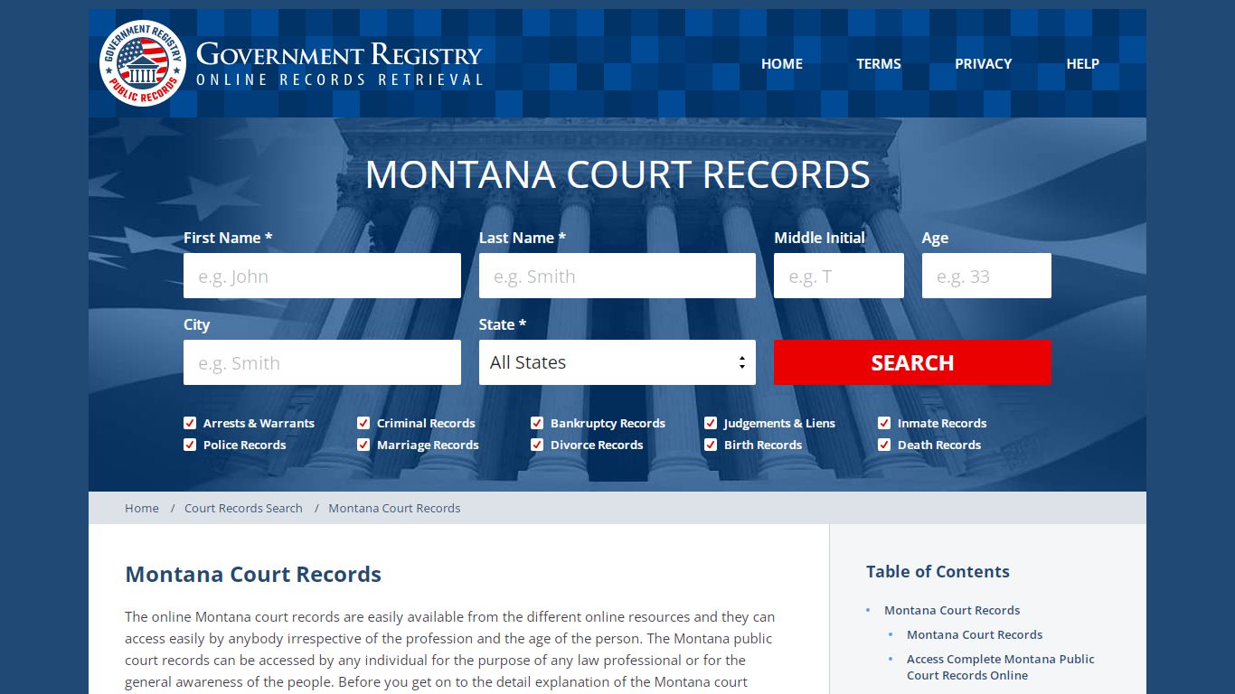 Online Montana Court Records